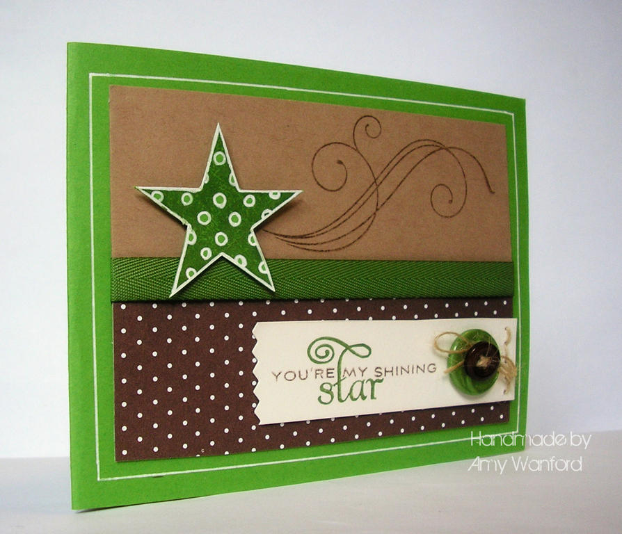 Card Recipe<br />
Stamps - Star Prints/Fancy Flourishes<br />
Ink: New Leaf/Dark Chocolate<br...