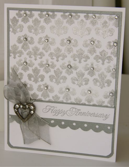 Diamond Anniversary card using Damask Designs. It was stamped with Encore Metallic ink and very...