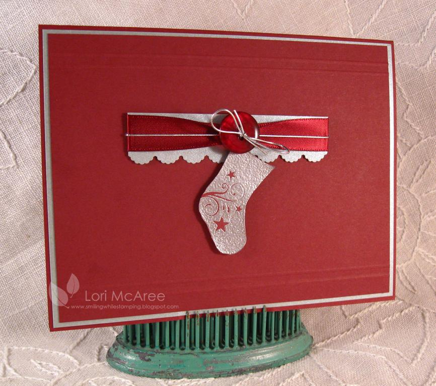 My card for this months blog hop!!<br />
<br />
Supplies:<br />
Stamps: Papertrey Stocking...