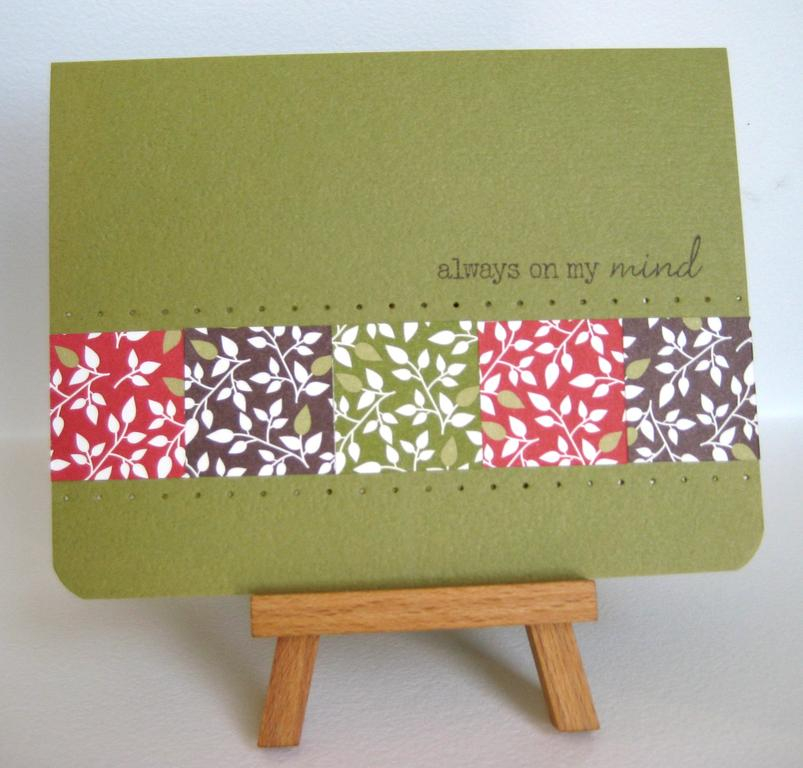 a simple little card using only a sentiment stamp, leaves pp and a CAS sketch