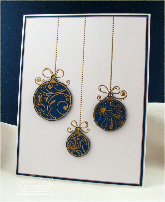 Ornament Trio<br />
<br />
Stamps: Christmas Friends<br />
Cardstock: White Shimmer...