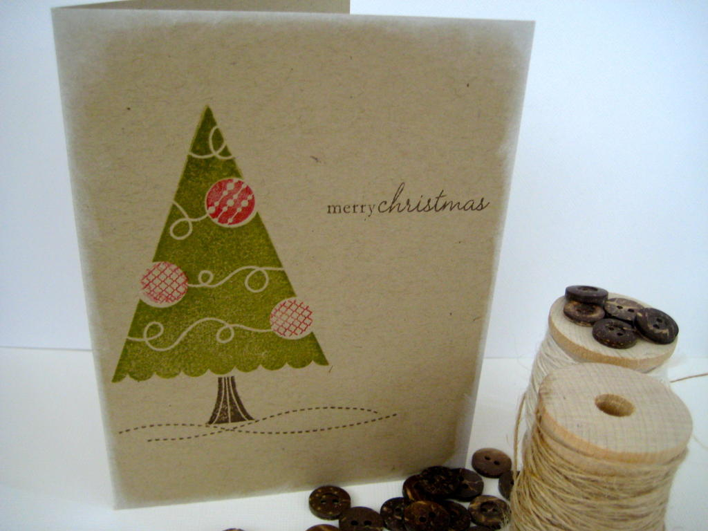 Simple Christmas cards using Tree Trimming Trio and Holiday Button Bits.