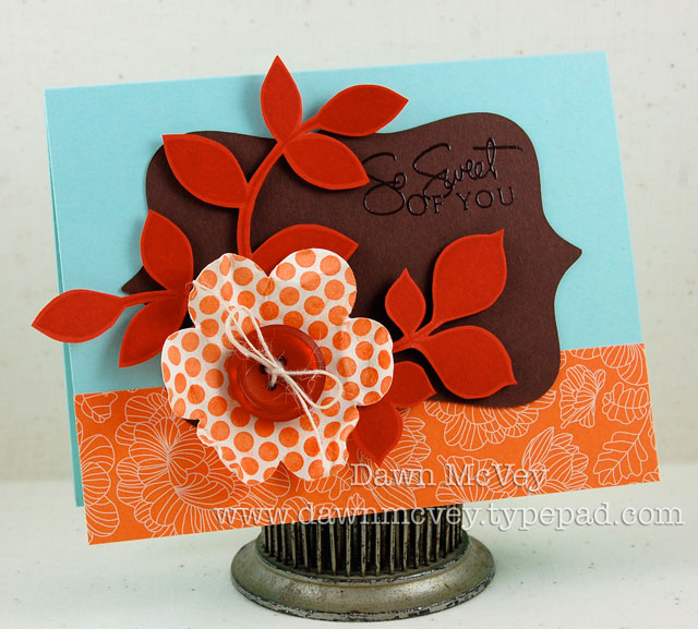 Paper: dark chocolate, aqua mist, terracotta tile, vintage cream, In Bloom<br />
Stamps:...