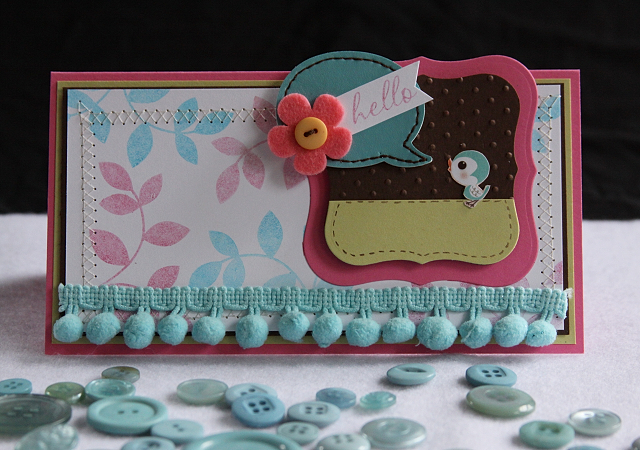 Stamps: Turning a new Leaf, Communique Curves Sentiments<br />
Paper: Hibiscus Burst, Dark...