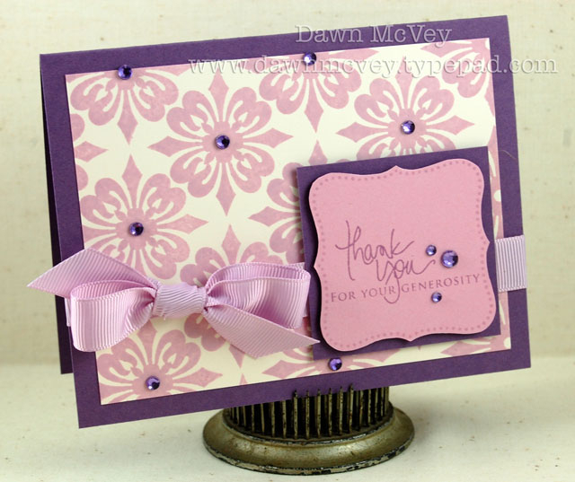 Paper: plum pudding, lavender moon, vintage cream<br />
Stamps: Signature Greetings, Giga Guide...