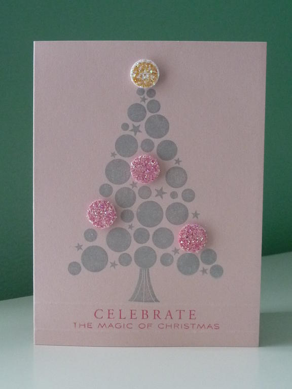 Ornaments made as in previous card; sentiment stamped between scored lines.