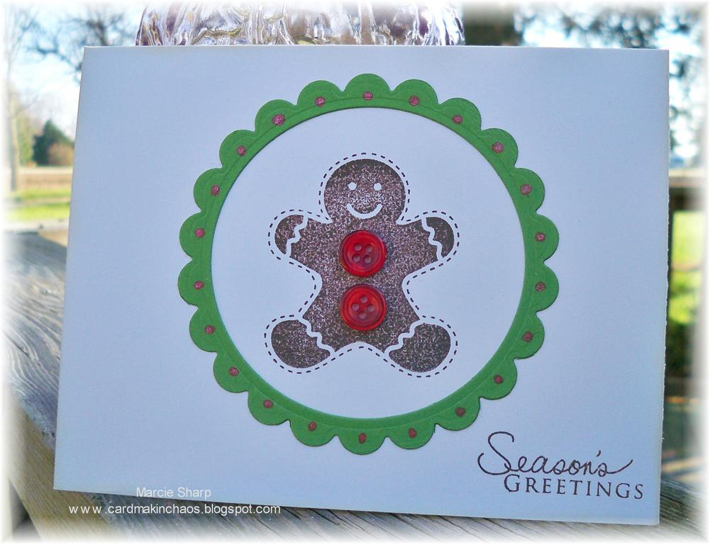 Supplies: Holiday Button Bits stamp set, Signature CHristmas stamp set; Vintage Cream, New Leaf...