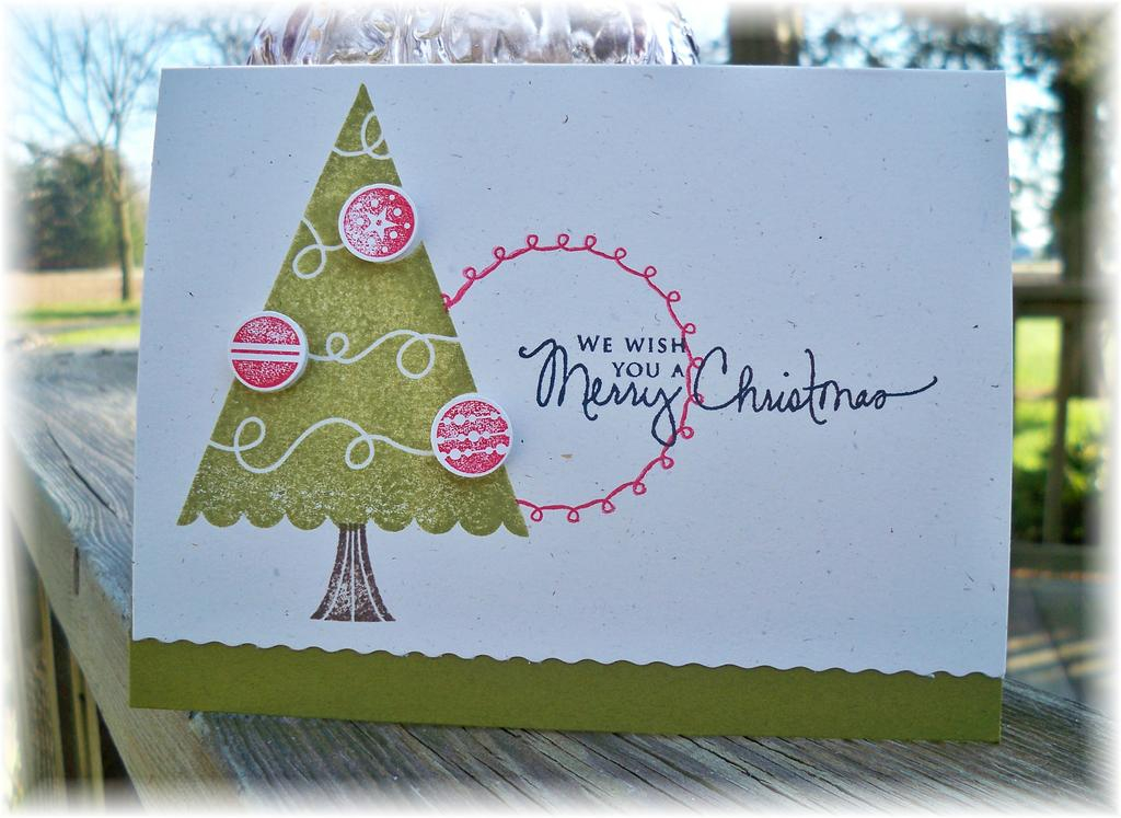 Supplies:<br />
Tree Trimming Trio stamp set; Borders and Corners: Circles stamp set; Signature...