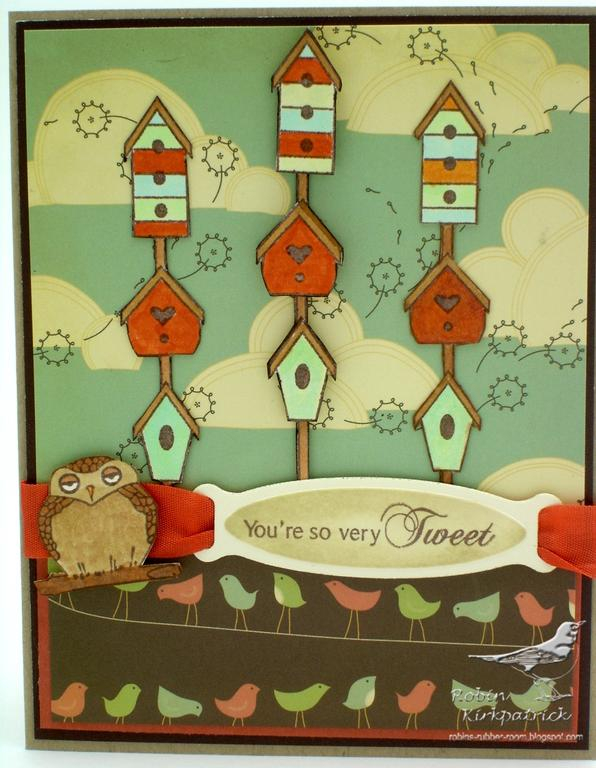 This card was made using the Bird Watching set and Cosmo Cricket's Earth Love paper.<br />...