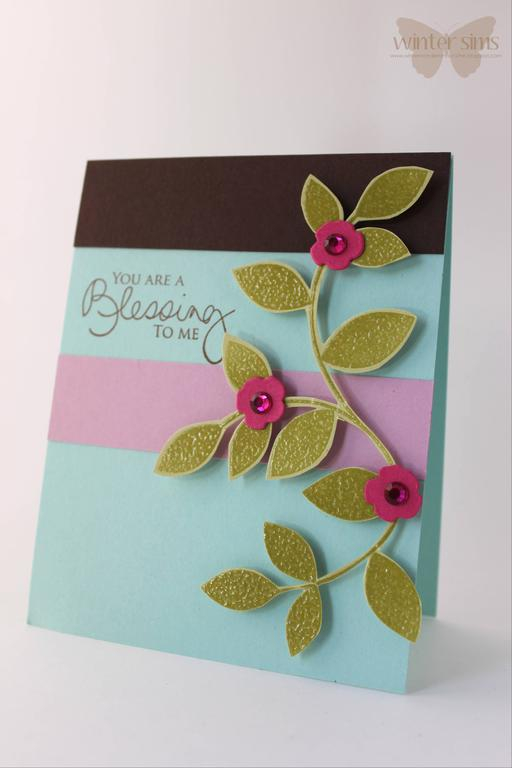 Using the new leaf and sentiment stamp.<br />
Winter Sims<br />...