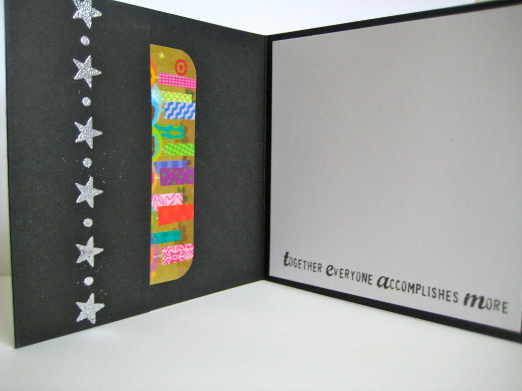 Gift card goes into side pocket and I left space for a personal message to be written.