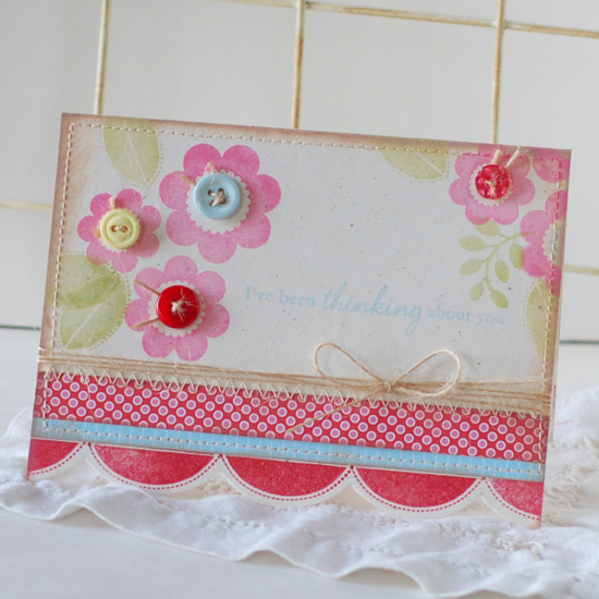 Stamps:  Blooming Button Bits<br />
Ink:  Hibiscus Burst, Spring Moss, Spring Rain, Pure...