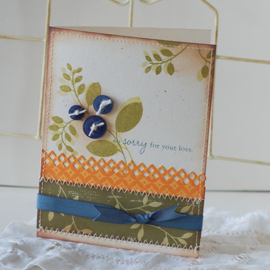 Stamps:  Blooming Button Bits, Background Basics: Diamonds<br />
Ink:  Orange Zest, Spring...