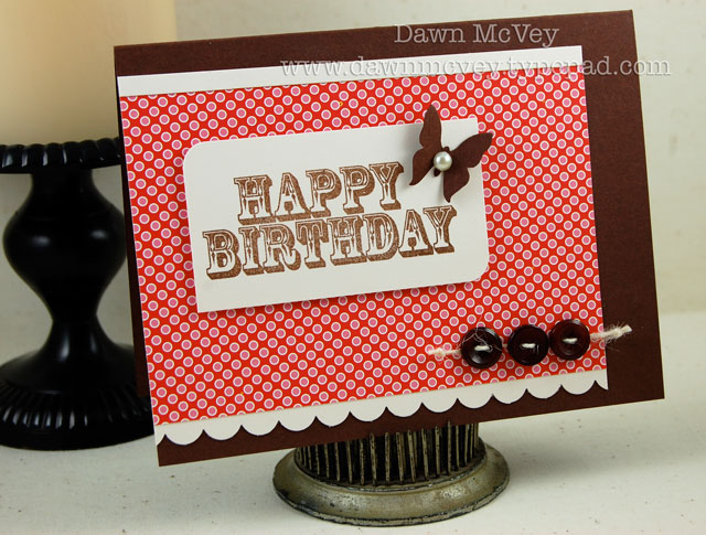 Paper: dark chocolate, vintage cream, simple valentine patterned paper<br />
Stamps: Say It...