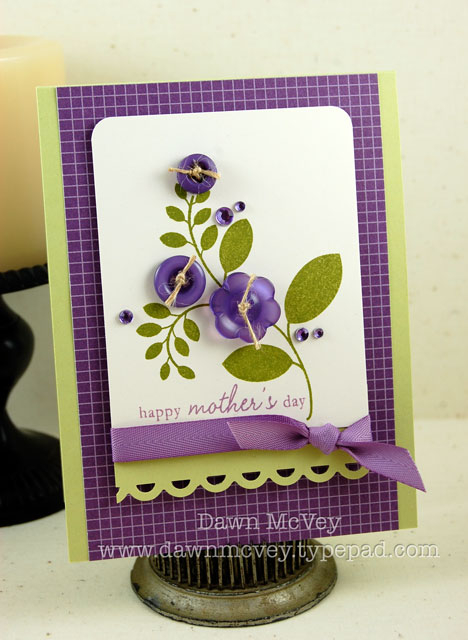 Paper: spring moss, vintage cream, bitty box basics<br />
Stamps: Blooming Button Bits<br />...