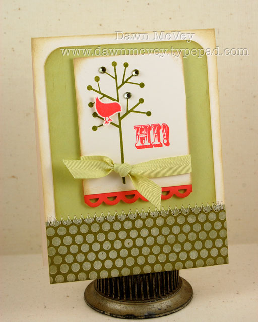 Paper: vintage cream, ripe avocado, spring moss<br />
Stamps: Say It With Style, Beyond Basic...