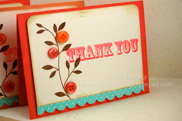 Paper: melon berry, berry sorbet, vintage cream, bitty dot basics<br />
Stamps: Say It With...