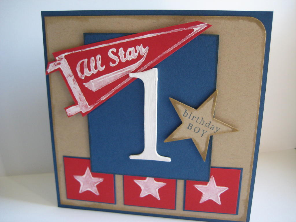 I made this card for my nephew&#039;s 1st birthday using All Star Team and &quot;Birthday...