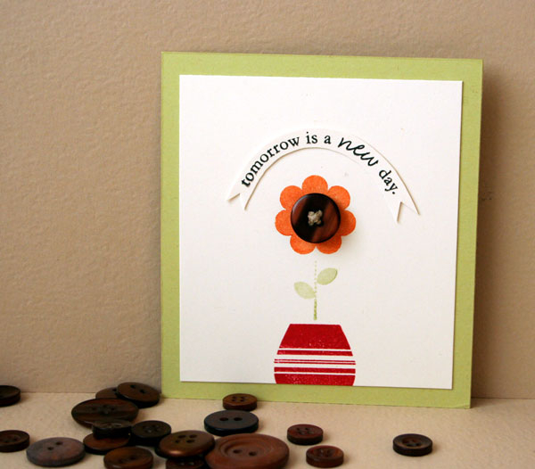 Stamps: Blooming Button Bits <br />
Ink: Spring Moss, Terra Cotta, True Black and Orange Zest...