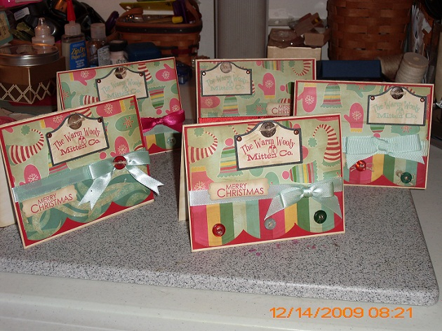 Christmas Cards-Also Used Vintage Buttons, ribbon, and twine-PTI Punch,SU and Scallop Punch--EK...