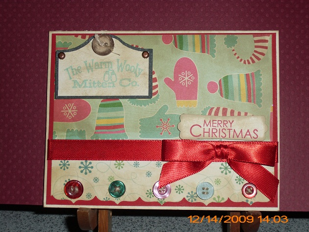 A Close up of one of the cards from the group with PTI Vintage Buttons, etc.