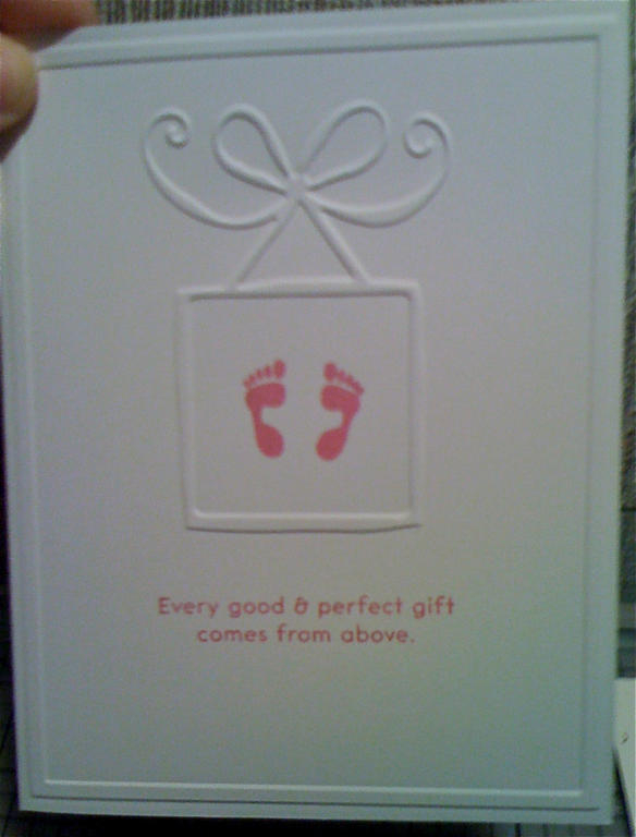 Stamp: Bitty Baby Blessings<br />
Cuttlebug embossing folder