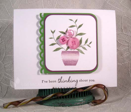 Supplies:<br />
Stamps: Papertrey Blooming Button Bits<br />
Paper: Papertrey White, Plum...