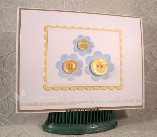 Supplies:<br />
Stamps: Papertrey Blooming Button Bits<br />
Paper: Papertrey White, Lemon...