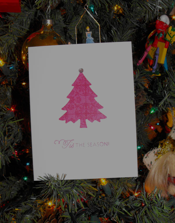 Pink Christmas Tree - I used Guidelines II to create my pattering using  stamped Raspberry Fizz...
