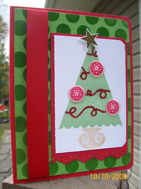 Stamps:  Tree Trimming Trio, Polka Dot Basics II<br />
Paper:  PTI Pure Poppy, New Leaf,...