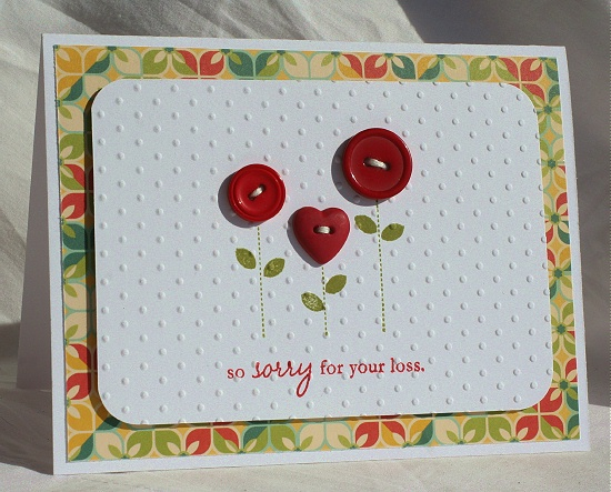 So Sorry Card made using the Blooming Button Bits stamp set. Papers are Cosmo Cricket Early...