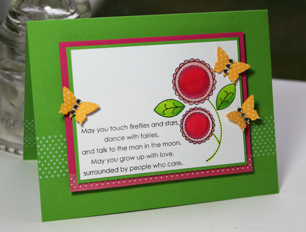 Butterfly Baby<br />
â€¢	Stamps- Baby Button Bits, Inside &amp; Out: Baby, Polka Dot basic...