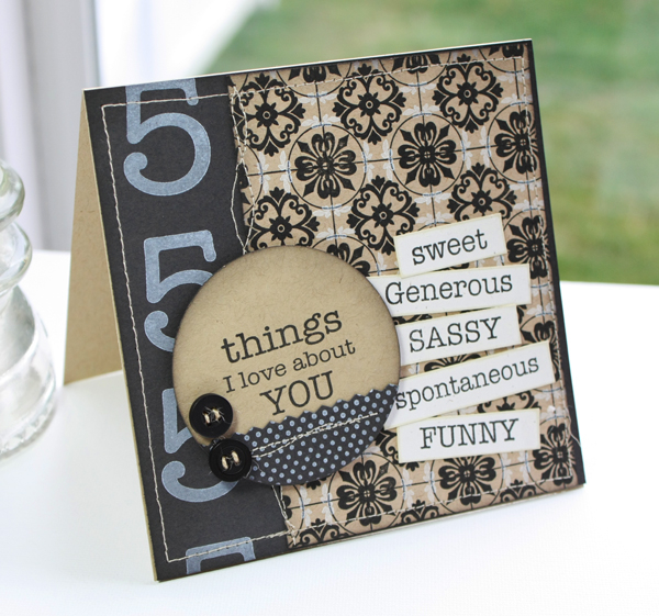 Stamps- Top Ten , Top ten additions,  Guide Lines II<br />
Ink- True Black, Fresh Snow<br />...