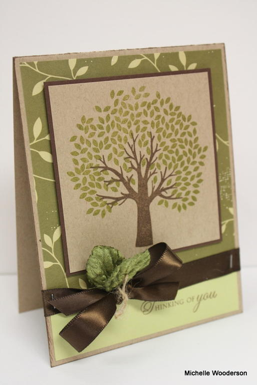 Stamps:  Through the Trees<br />
Ink:  Ripe Avocado, Dark Chocolate<br />
Paper: Kraft, Spring...