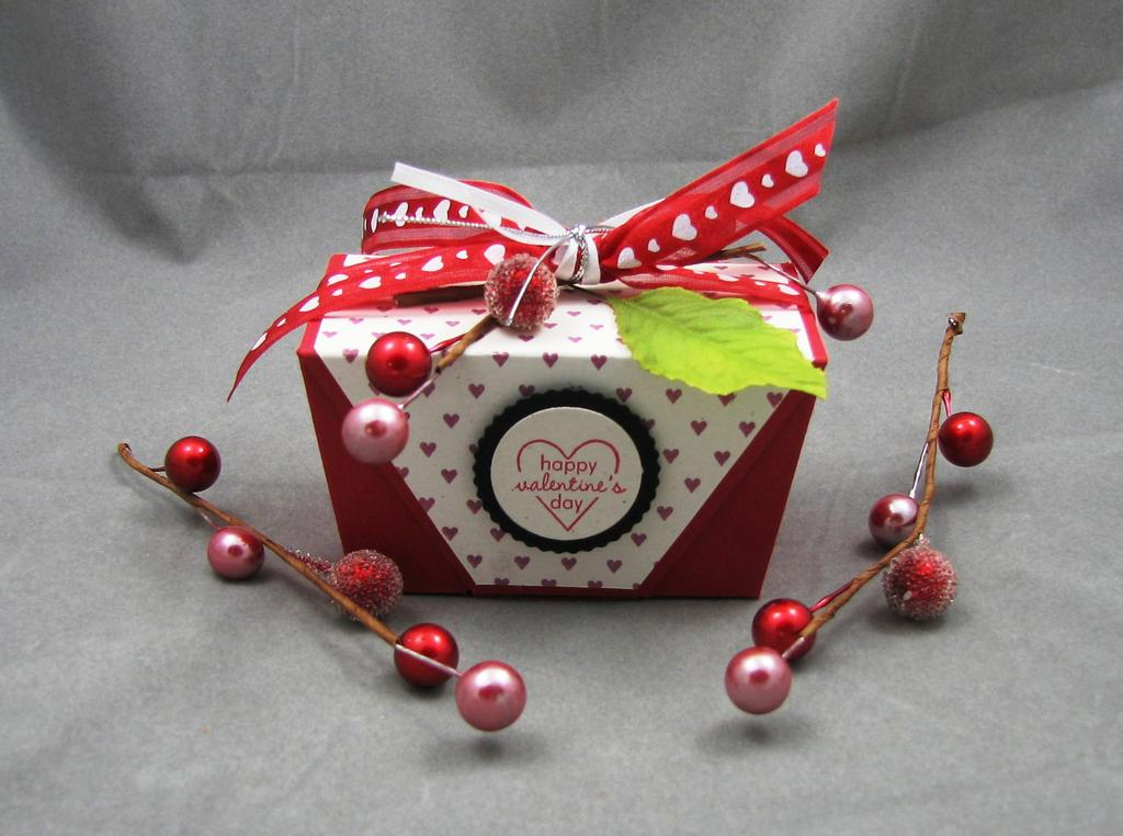 Valentine Treat box made with the small Tucked Away template.  I've made a bunch of these...
