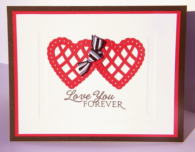 I created a Clean and Simple Valentine using Pure Poppy, Stamper&#039;s Select, and True Black....