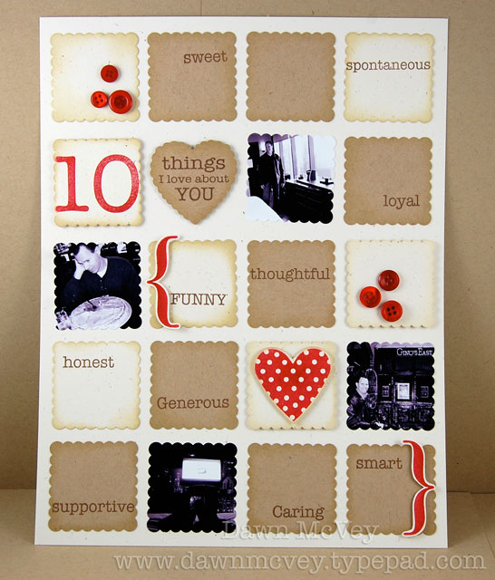 Paper: rustic white, rustic cream, kraft<br />
Stamps: Top Ten, Top Ten Additions, Heart...