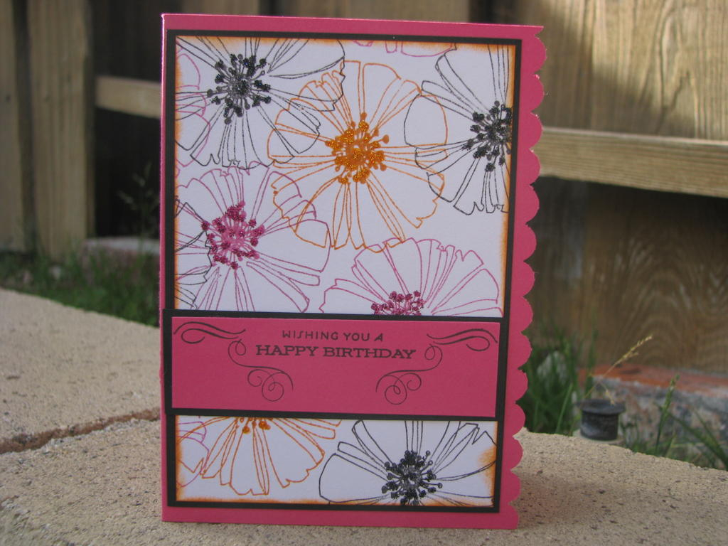 Sparkley flower birthday card<br />
Stamps: flower stamp- stampendous?? everyday...