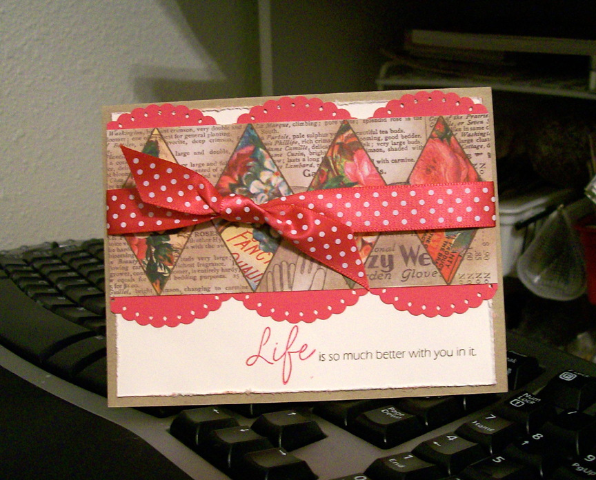 I used Kraft, Vintage Cream, and Raspbery Fizz PTI cardstock with some pp from Crafty Secrets....