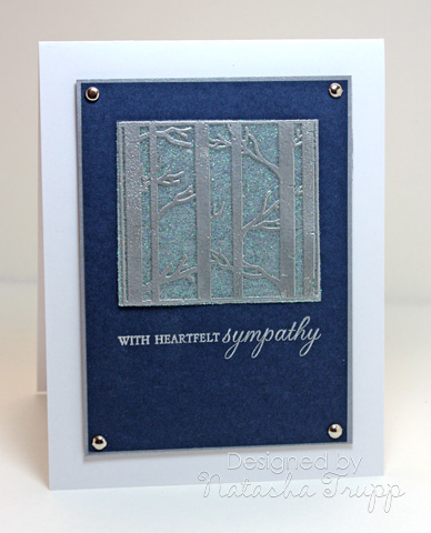 I stamped and embossed the tree image onto acetate. Then I adhered a sheet of tape, coated it...