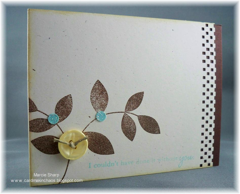 Supplies:<br />
Stamps: Turning a New Leaf, Blooming Button Bits (PTI)<br />
Ink: Dark...