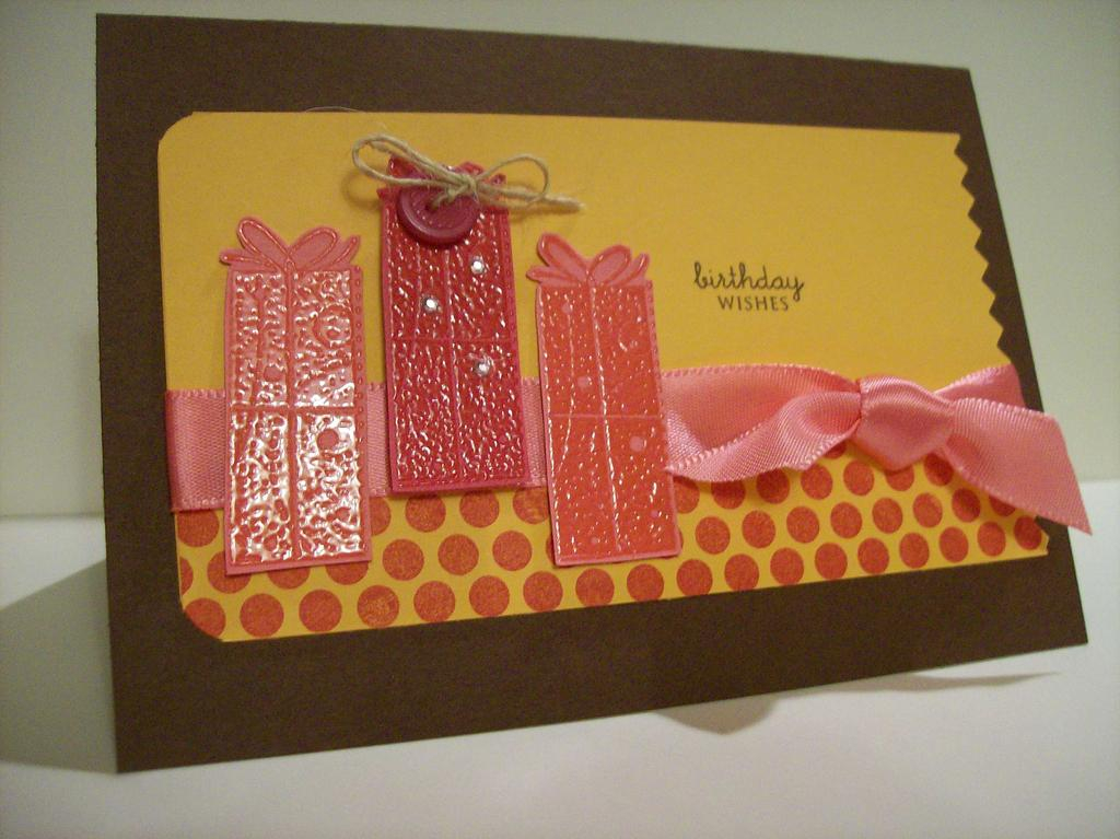 stamps:  polka dot basics II, mixed messages SU birthday whimsy<br />
Ink:  PTI raspberry fizz,...