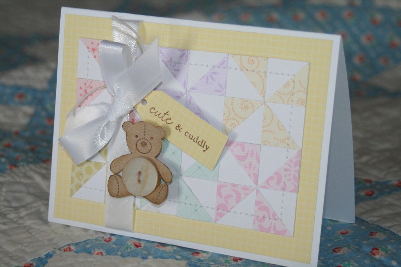 Stamps: Baby Button Bits<br />
Paper: White, Pretty Pastels, Kraft, 2008 Bitty Box Basics Lemon...