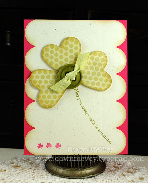 Paper: raspberry fizz, rustic cream, pretty pastels<br />
Stamps: Luck of the Irish<br />
Ink:...