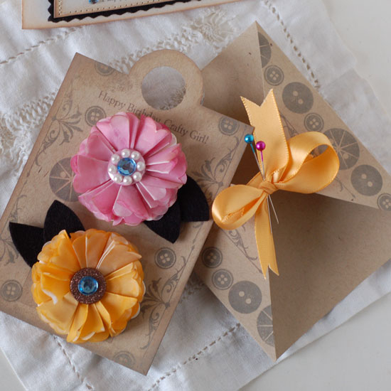 This is a set of handmade floral embellishments that would make a fun gift for a crafty friend....