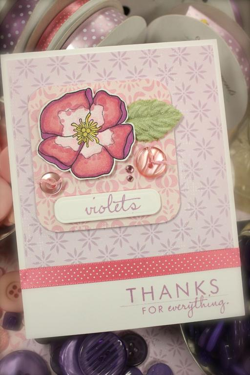 Stamps:Year of the Flower: Violets<br />
Ink: Lavender Moon<br />
Paper:Stamper's Select...