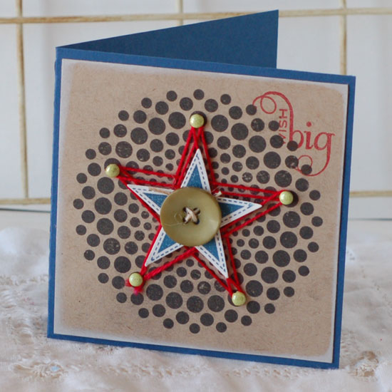 Stamps:  Dot Spot,Star Prints <br />
Ink:  True Black, Pure Poppy, Enchanted Evening<br />...