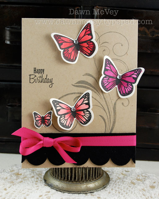 Paper: kraft, stamper's select white<br />
Stamps: Butterfly Dreams, Fancy Flourishes<br...
