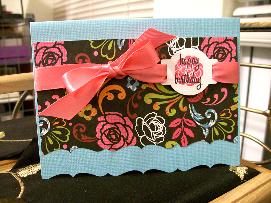 I used a prescored card from my stash, pp from Me &amp; My Big Ideas and Hibiscus Burst ribbon...
