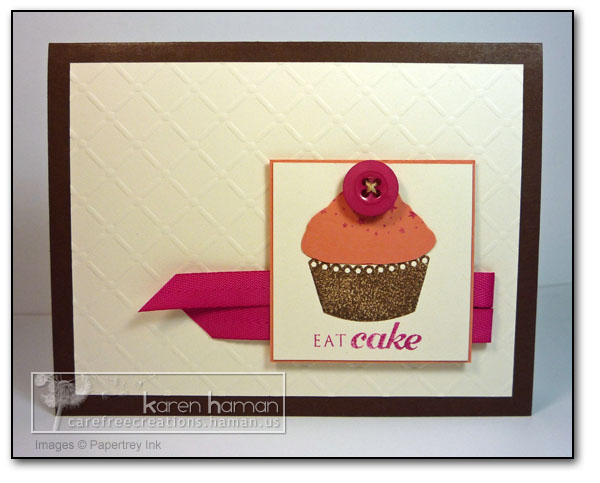 Supplies<br />
Stamps: Cupcake Collection (PTI);<br />
Ink: Raspberry Fizz (PTI); Burnt Umber...